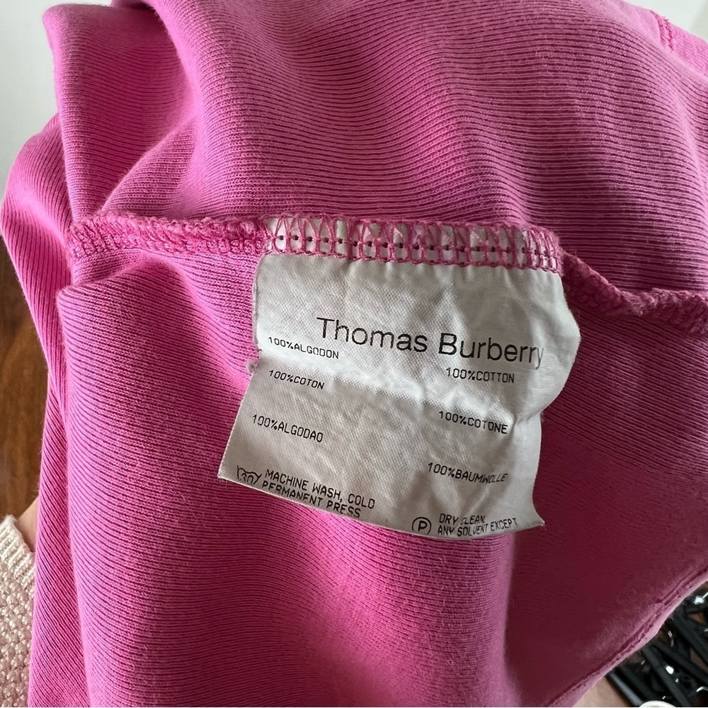 Vintage Thomas Burberry Turleneck Long Sleeve Top Pink Size S 100% Cotton - Picture 9 of 9